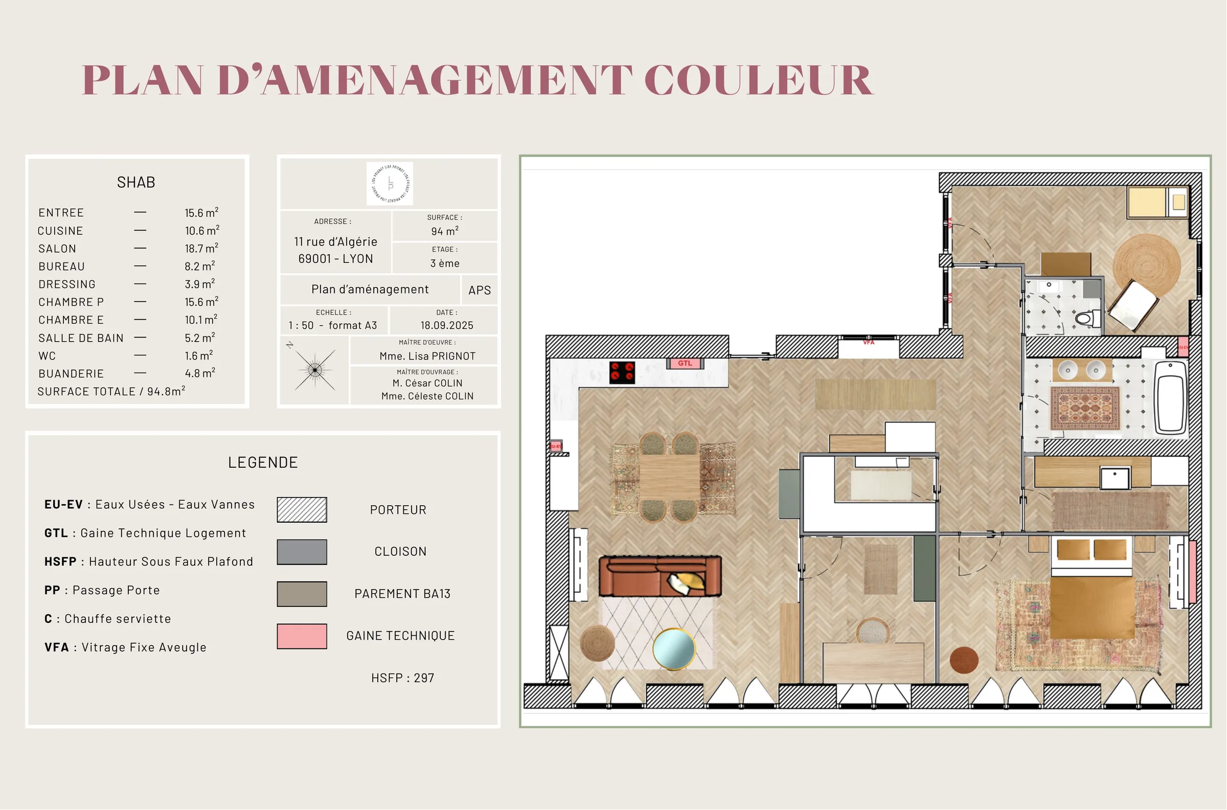Plan d'aménagement couleur