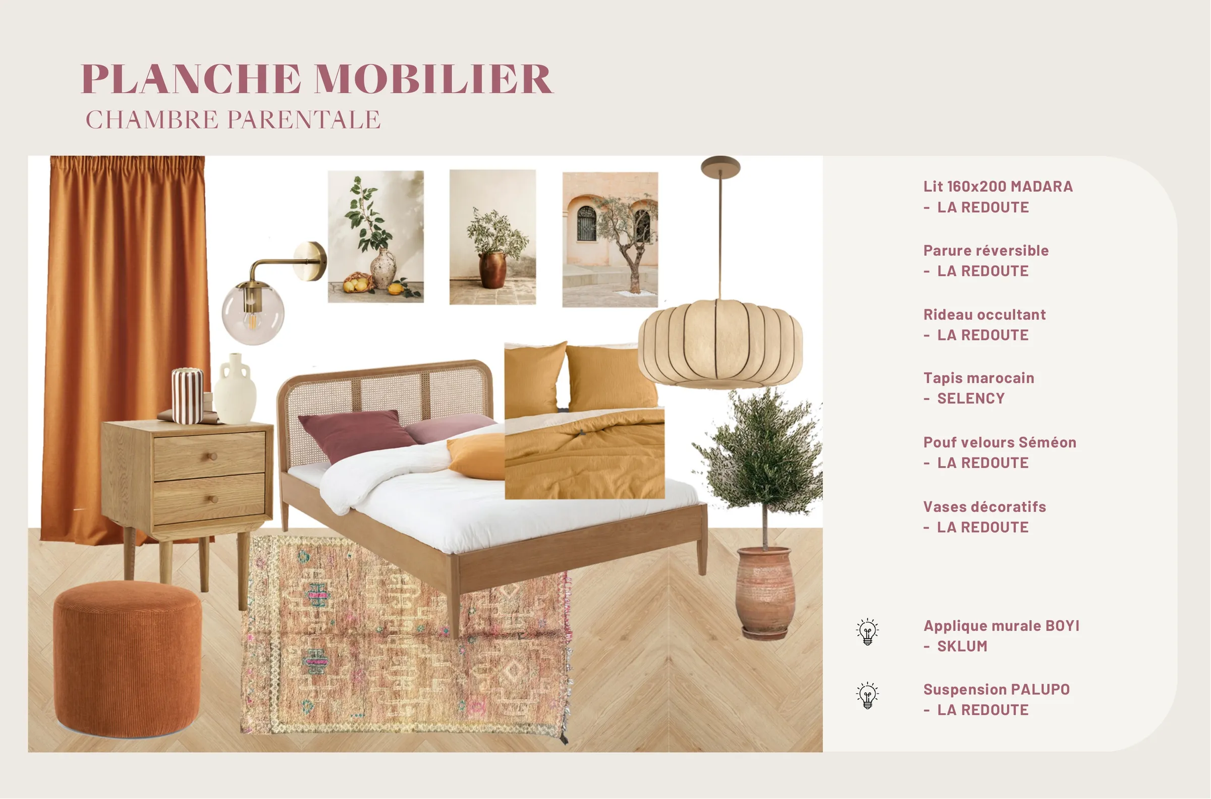 Planche mobilier — chambre parentale